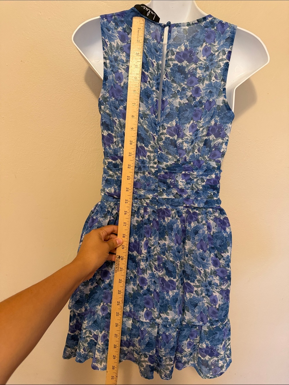 Lulu's Blue and White Floral V-Neck Tiered Dress - Picture 3 of 4